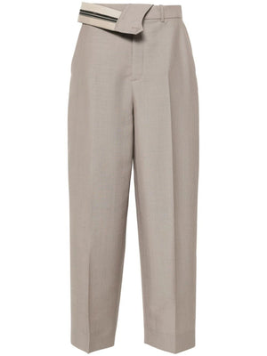 FENDI Beige Asymmetric Carrot-Fit Trousers for Women