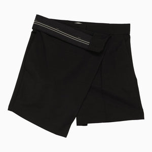 FENDI Chic Asymmetric Wool-Mohair Blend Mini Shorts