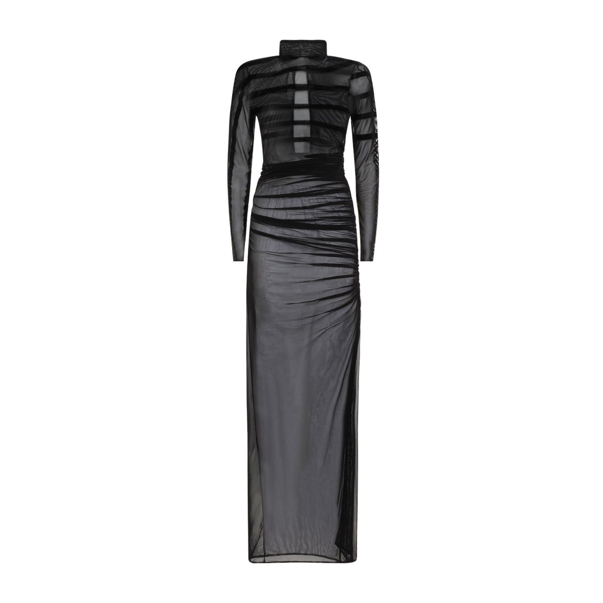 JEAN PAUL GAULTIER Elegant Turtleneck Mini Dress with Flocked Detail