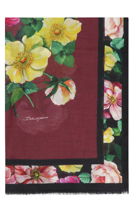 DOLCE & GABBANA Floral Print Modal and Cashmere Blend Scarf - 135x200 cm