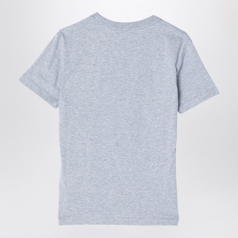 FENDI Grey Cotton Crew Neck T-Shirt with Logo