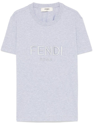 FENDI Heather Grey Cotton Mélange T-Shirt - Women's