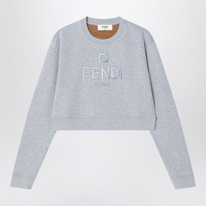 FENDI Mini Cropped Fleece Cotton Sweatshirt