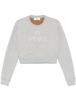 FENDI Cropped Logo Cotton Sweatshirt for Women