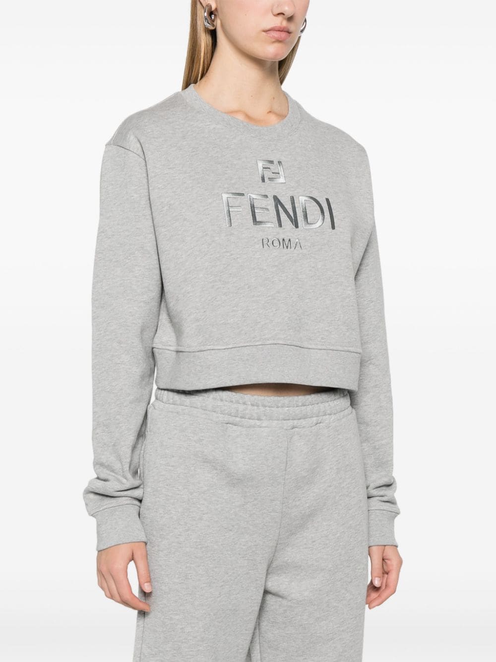 FENDI Cropped Logo Cotton Sweatshirt for Women