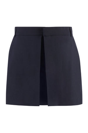 AMI PARIS Elegant Blue Wool Mini Skirt