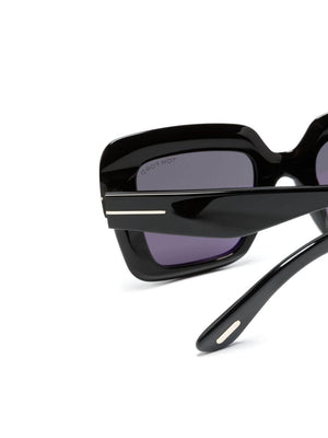 TOM FORD Trendy Men's Shiny Black and Smoke Acetate Sunglasses for FW24