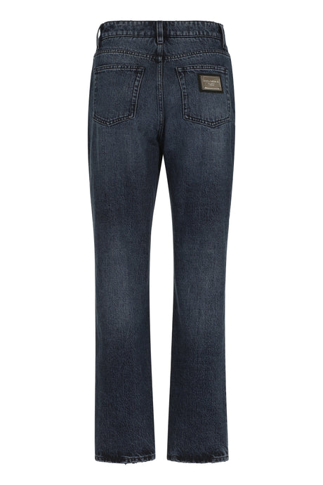 DOLCE & GABBANA Boyfriend Jeans with Back Logo Patch - Denim