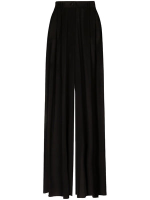 DOLCE & GABBANA Black Wide-Leg Stretch-Silk Trousers for Women