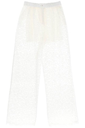 DOLCE & GABBANA White Lace Trousers for Women with Removable Lining and Pockets