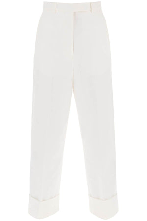 THOM BROWNE Cropped Wide Leg Pants for Women in White - SS24 Collection