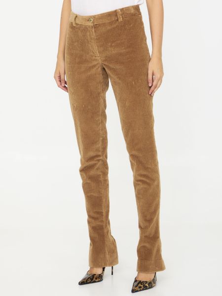 DOLCE & GABBANA Burgundy Flared Corduroy Trousers for Women - FW23