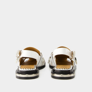 TOGA PULLA White Calf Leather Sandals for Women - SS24 Collection