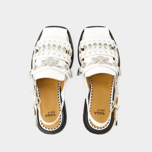 TOGA PULLA White Calf Leather Sandals for Women - SS24 Collection