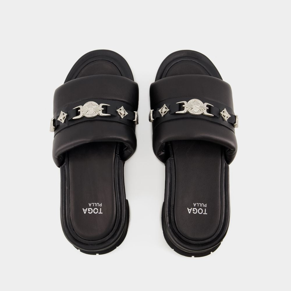 TOGA PULLA Stunning Black Leather Sandals for Women - FW23