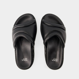 TOGA PULLA Elevate Your Style with These Black Calf Leather Sandals for Women