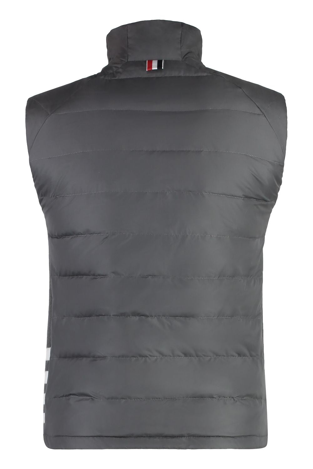 THOM BROWNE Elegant Full Zip Down Vest with Knit Accents