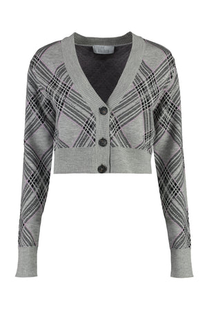 GIUSEPPE DI MORABITO Stunning Grey Rhinestone Cardigan for Women in 100% Merino Wool