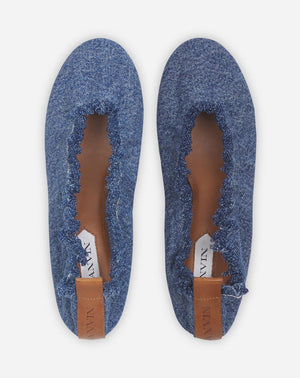 LANVIN Chic Denim Ballerina Flats