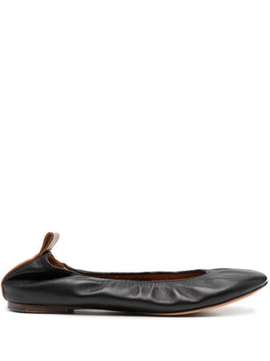 LANVIN Women's Black Leather Ballet Flats for SS24