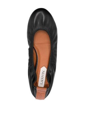 LANVIN Women's Black Leather Ballet Flats for SS24