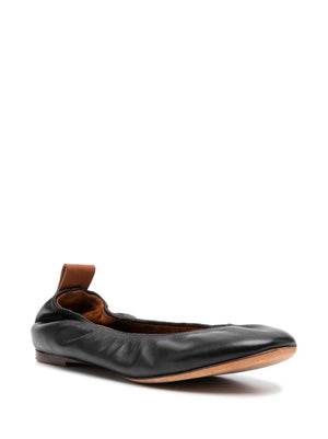 LANVIN Women's Black Leather Ballet Flats for SS24