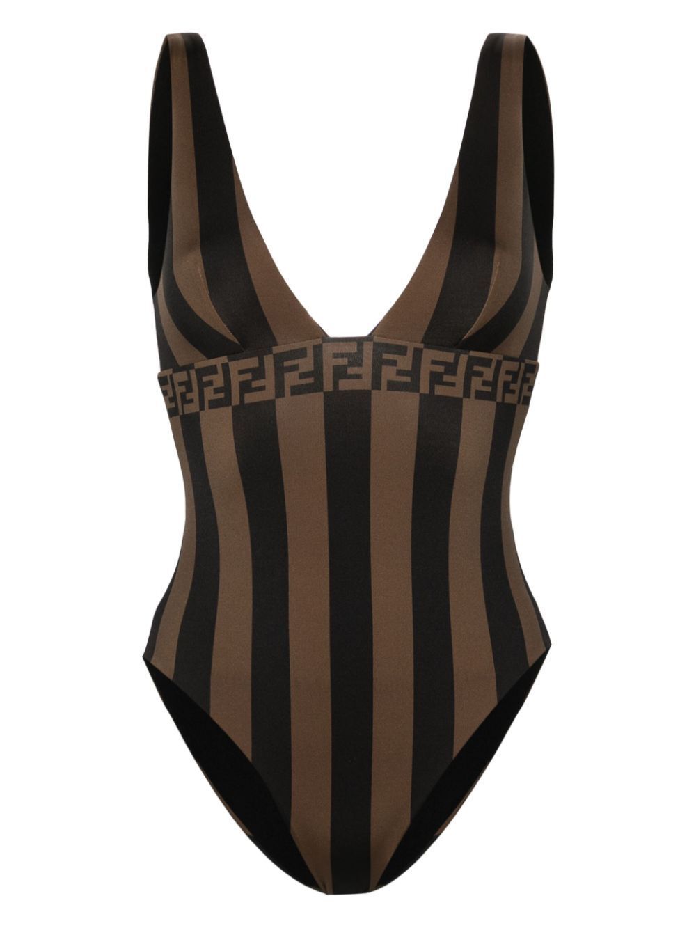 FENDI Chic Striped One-Piece Swimsuit