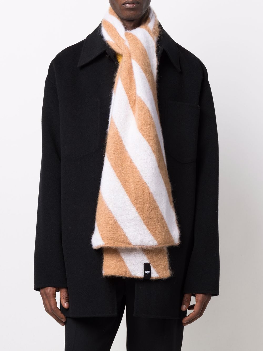 FENDI Luxurious Men's Scarf in Fango and Bianco for FW21