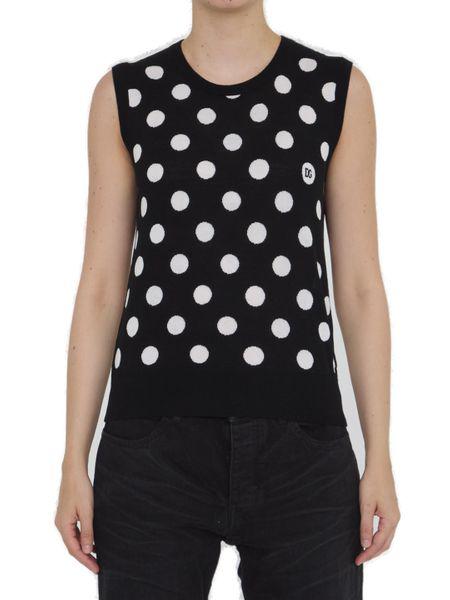 DOLCE & GABBANA Chic Polka-Dot Sleeveless Top