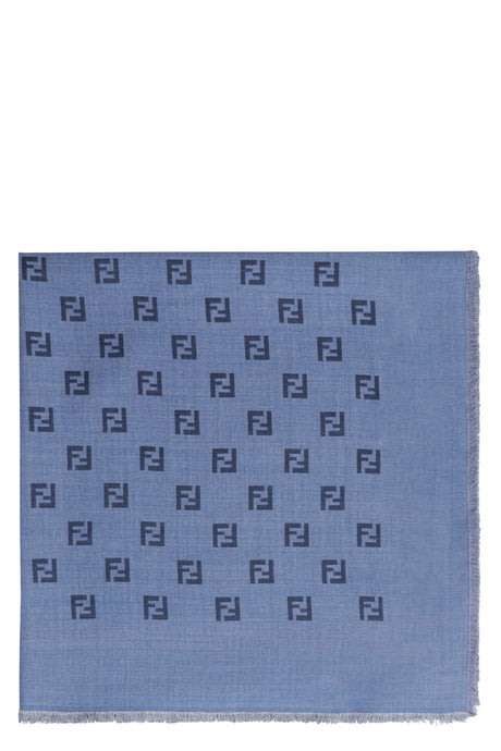 FENDI Luxury Wool-Silk Blend Scarf 135x135 cm