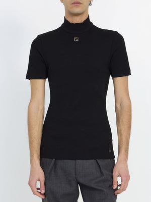 FENDI Men's Black Knit T-Shirt for SS24