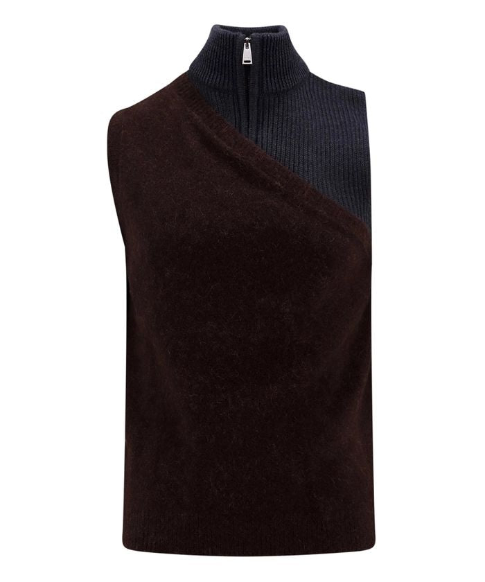 FENDI Men's Brown Layered Knit Vest - FW23