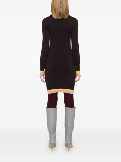 FENDI Thigh-Length Knit Dress with High Neck and Long Sleeves