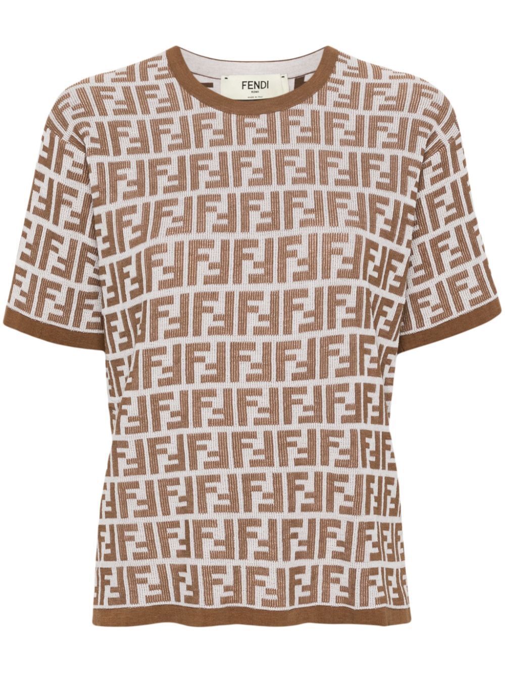 FENDI Chic Two-Tone Cotton Blend T-Shirt