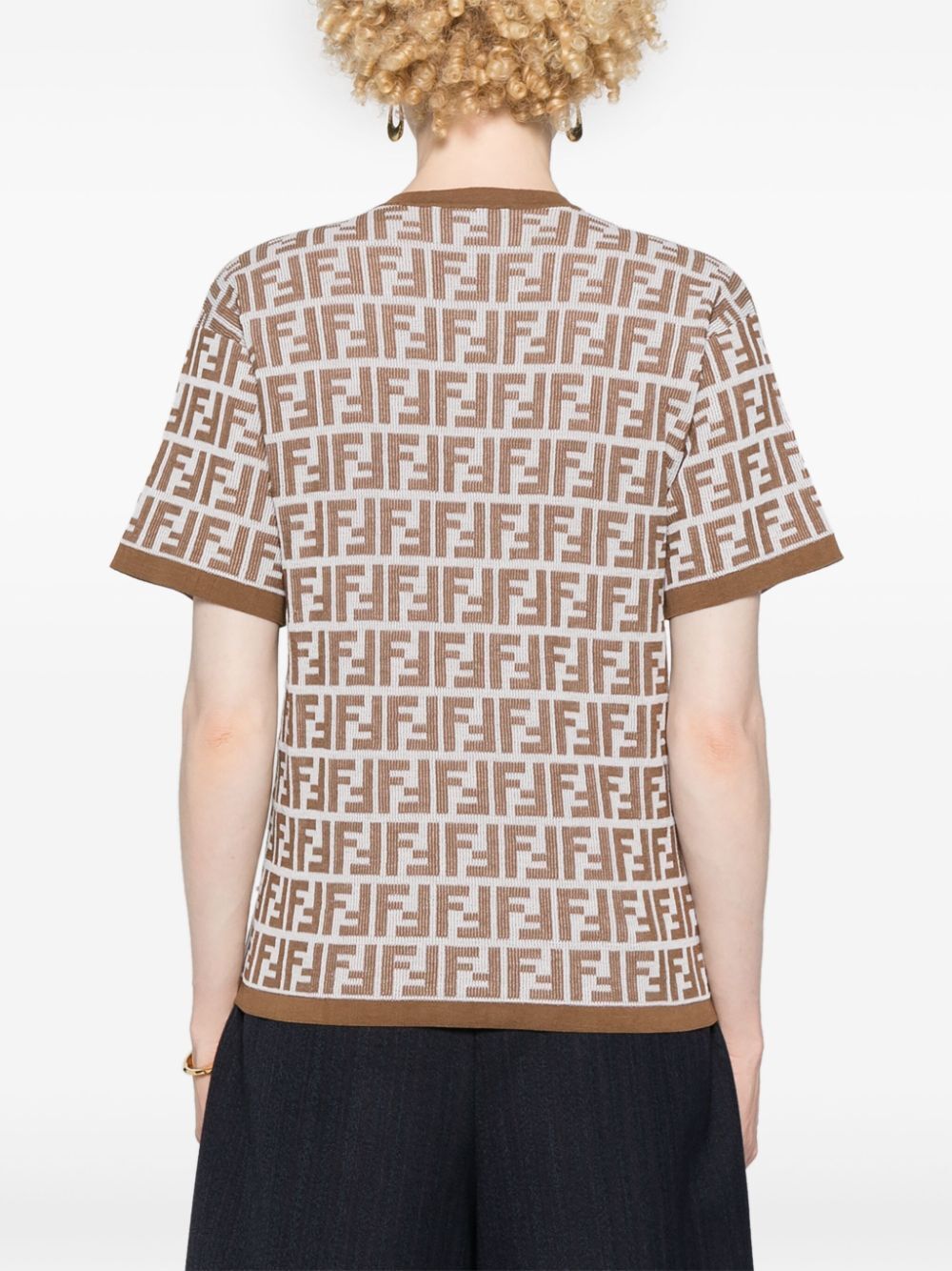 FENDI Chic Two-Tone Cotton Blend T-Shirt