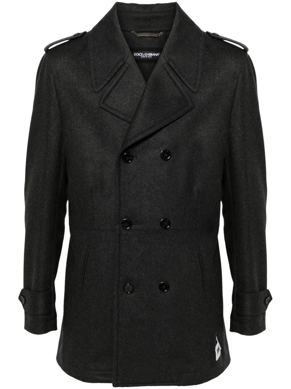 DOLCE & GABBANA Double-Breasted Wool Blend Caban Jacket for Men