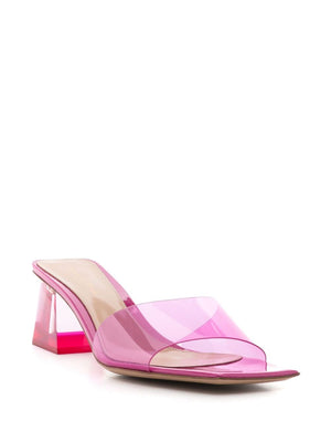 GIANVITO ROSSI Pink Transparent Square-Toe Flat Sandals