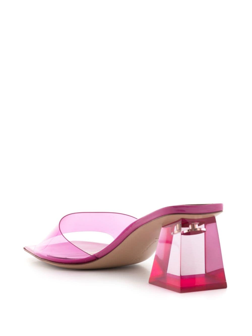 GIANVITO ROSSI Pink Transparent Square-Toe Flat Sandals