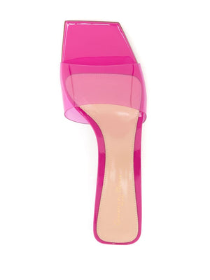 GIANVITO ROSSI Pink Transparent Square-Toe Flat Sandals