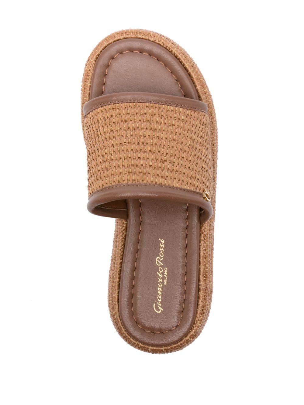 GIANVITO ROSSI Brown Raffia Wedge Sandals for Women - SS24 Collection