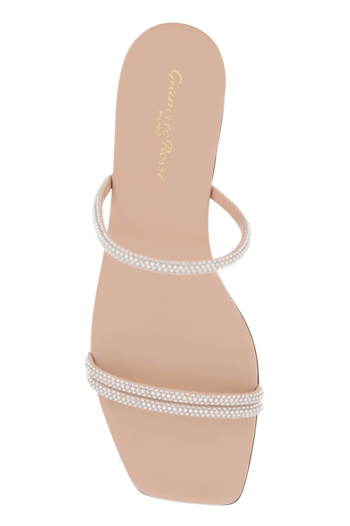 GIANVITO ROSSI Crystal Embellished Leather Slide Sandals for Women - Mixed Colours