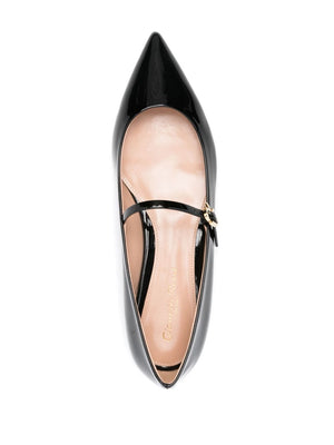 GIANVITO ROSSI Patent Leather Ballet Flats with Ribbon Buckle