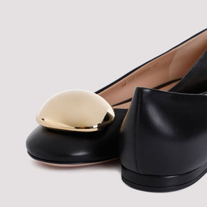 GIANVITO ROSSI Classic Black Nappa Leather Ballerina Flats for Women