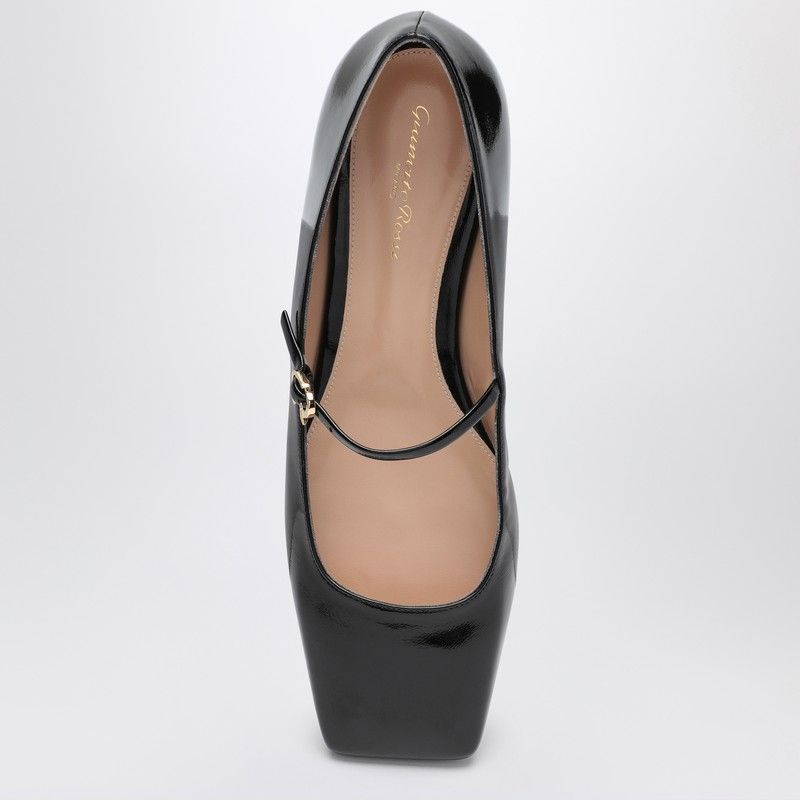 GIANVITO ROSSI Elegant Black Patent Leather Mary Jane Ballerinas