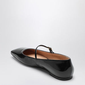 GIANVITO ROSSI Elegant Black Patent Leather Mary Jane Ballerinas