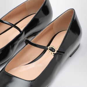 GIANVITO ROSSI Elegant Black Patent Leather Mary Jane Ballerinas