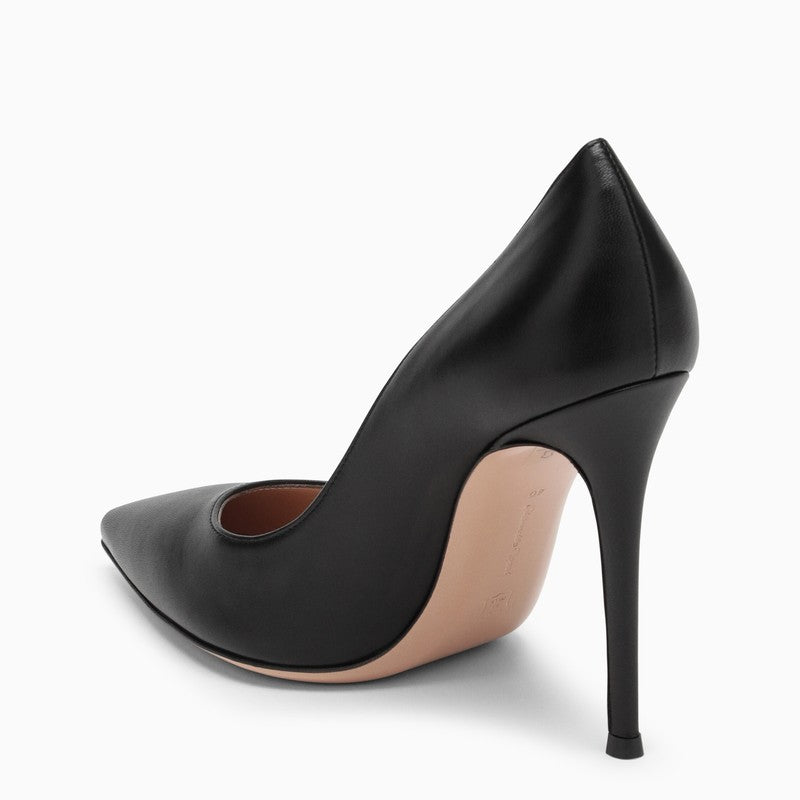 GIANVITO ROSSI Elegant Black Leather Pumps for Women – High Heel Pointed Toe Shoes for SS23