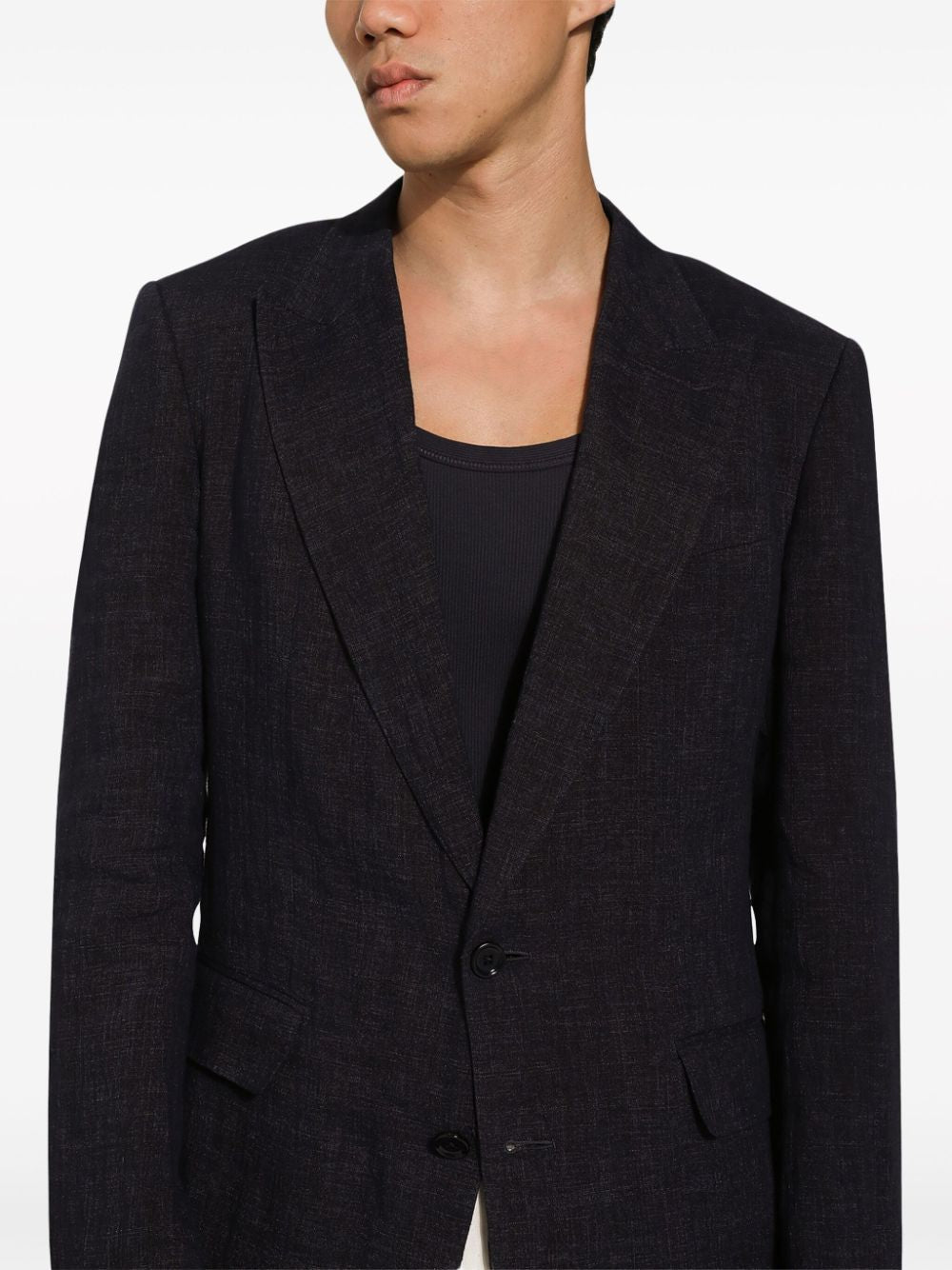 DOLCE & GABBANA Peak Lapel Cotton-Linen Blazer for Men