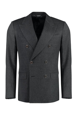 DOLCE & GABBANA Grey Wool Double-Breasted Blazer for Men – FW23 Collection