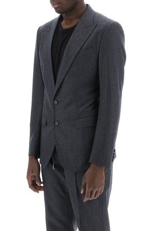 DOLCE & GABBANA Men's Grey Wool Flannel Blazer with Deconstructed Design